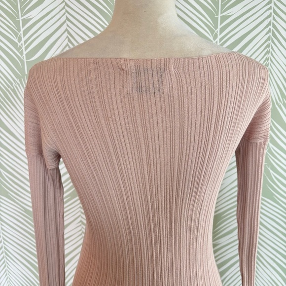 Alpha Studio Light Pink Ribbed Knit Long Sleeve Top Small Lightweight - Picture 6 of 7